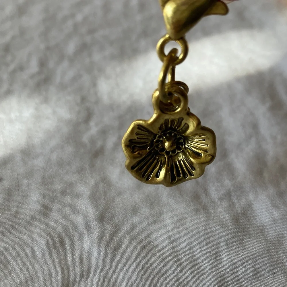 Coach Gold Floral Charm Keychain Accessory